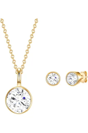 Rafaela Donata Set (Kette + Ohrstecker) Gelbvergoldet verziert mit Kristallen von Swarovski® Schmuck-Set 1 ct Damen (56.99 € / 1 ct)