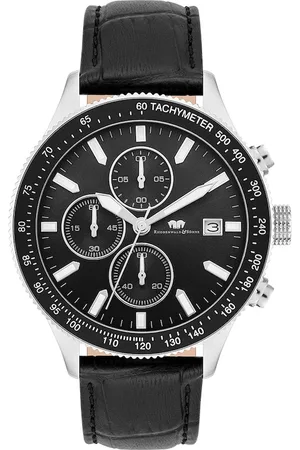 Rhodenwald & Söhne Chronograph Karthago II in Silber Echtleder in Schwarz Herrenuhren 1 ct Herren (368.99 € / 1 ct)