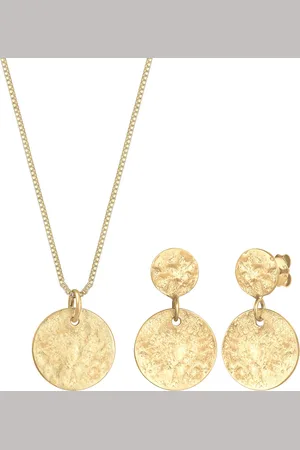 Elli Schmuckset Kette Ohrhänger Plättchen Vintage Coin 925 Silber Schmuck-Set 1 ct Damen (79.99 € / 1 ct)