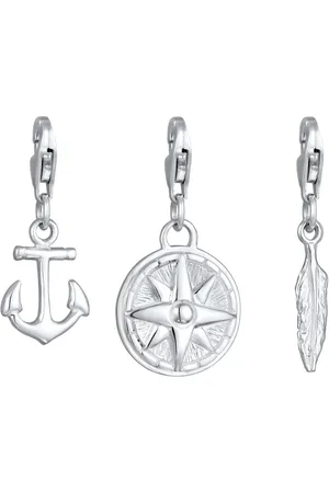 Kuzzoi Set Anker Wildrose Feder 925 Sterling Silber Charms & Kettenanhänger 1 ct Herren (49.99 € / 1 ct)