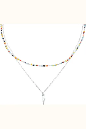 Kuzzoi Layer Glas Beads Blitz Anhänger 925 Silber Ketten 1 ct Herren (59.99 € / 1 ct)