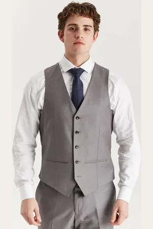 PAUL ANDREW Graue, maßgeschneiderte Weste für Herren, elegante, formelle Weste