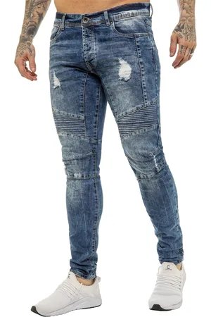 Enzo | Herren Skinny Stretch Biker Denim Jeans