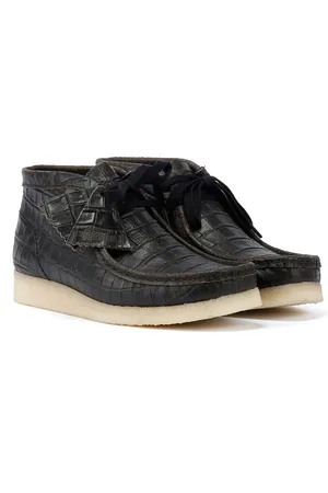 Clarks Wallabee Boot Harajuku Leder Damen Schwarze Farbe Stiefel