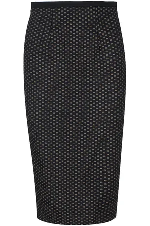 Conquista Schwarzer Print Bleistiftrock mit hoher Taille