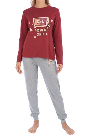 Kisses and Love KLP1 Damen-Winterpyjama mit langen Ärmeln
