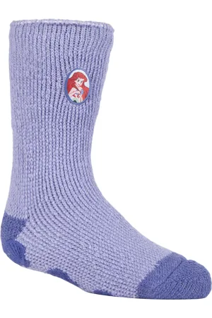 Heat Holders Wärmehalter - Kinder Charakter rutschfeste 2.3 TOG Winter warme thermische Pantoffelsocken mit Greifern - Kleine Meerjungfrau