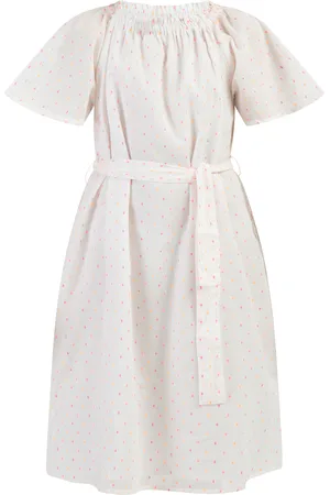 myMo Kleid Mädchen Weiss Pinkorange Punkte