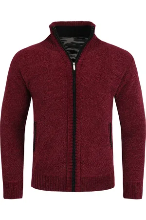 Allthemen Herren-Cardigan mit Rei?verschluss, Stehkragen und gefuttertem Grobstrickpullover