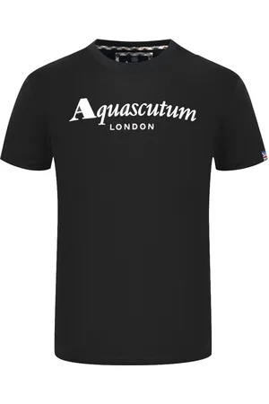 Aquascutum London Markenlogo Schwarzes T-Shirt