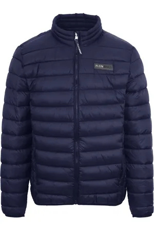 Philipp Plein Patch Logo Dunne wattierte blaue Jacke