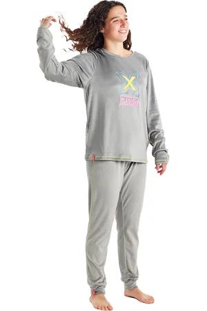 Munich MU5 Damen-Winterpyjama aus Samt mit langen Ärmeln