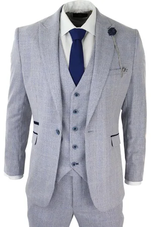 Infinity 3-teiliger Tweedanzug für Herren, hellblau kariert, Peaky Blinders 1920 Gatsby Hochzeitsanzug