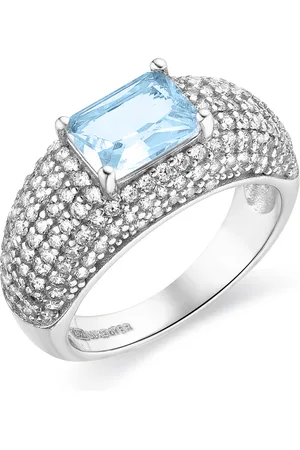 Luxenter 925 Sterling Silber Ring mit rhodinierten Aquamarin Zirkonia - Tany