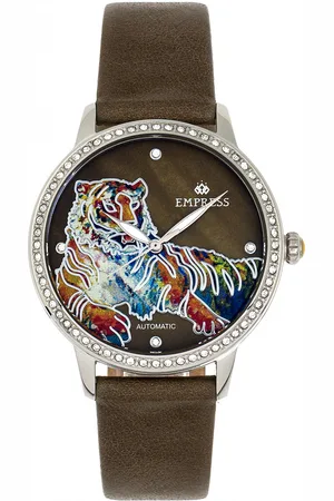 Empress Diana Automatikuhr mit graviertem MOP-Lederarmband