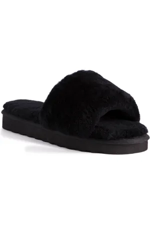 Aus Wooli Australia Damen Schafsfell Fluff Slide Hausschuhe