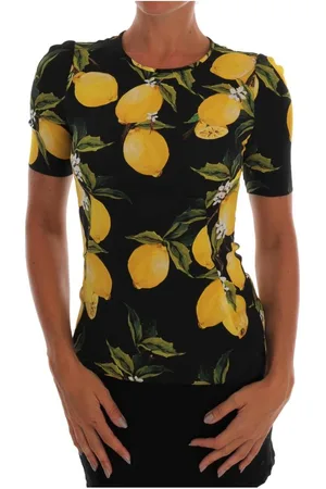 Dolce & Gabbana Zitronen-Seiden-Stretch-T-Shirt
