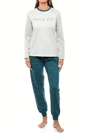 Kisses and Love KLP2 Damen-Winterpyjama mit langen Ärmeln und Plüsch
