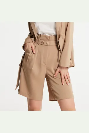 Smart & Joy Bermudashorts mit hoher Taille und Falten