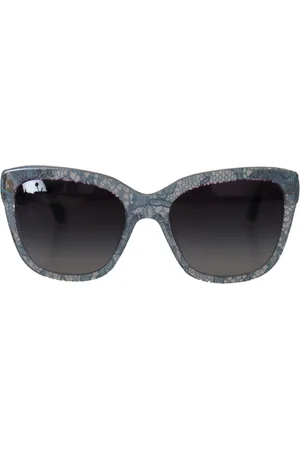 Dolce & Gabbana Wunderschone italienische Handwerkskunst: Rechteckige Sonnenbrille aus blauer Spitze