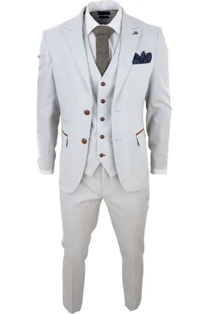 PAUL ANDREW 3-teiliger Herren-Anzug aus Tweed mit Karomuster in Stone Grey