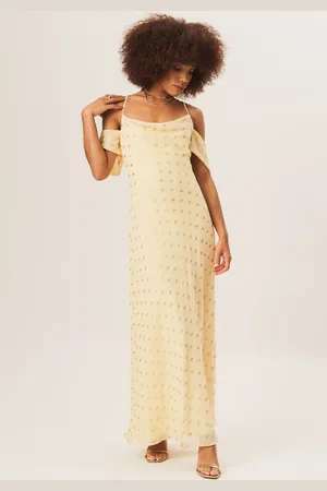 Gini London Rollkragen Maxikleid mit fallenden Ärmeln und Folie