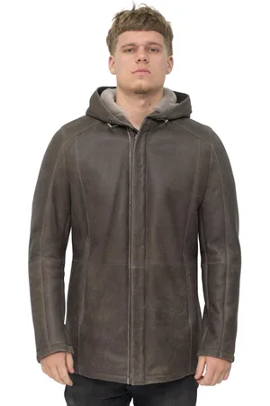 Infinity Herren-Parka-Mantel aus Schaffell mit Kapuze – Alafaya