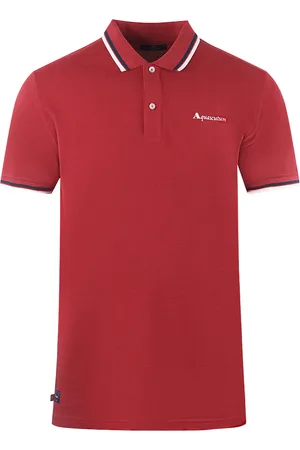 Aquascutum Twin Tipped Kragen Marke Logo Bordeaux Polo Shirt