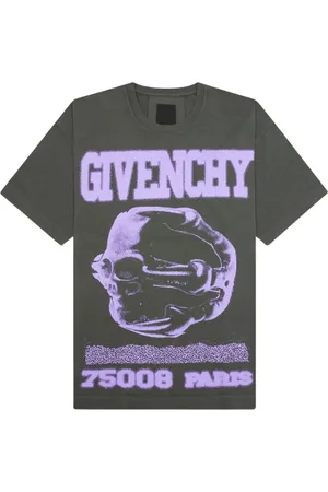Givenchy Spray Skull Design Casual Fit Graues T-Shirt