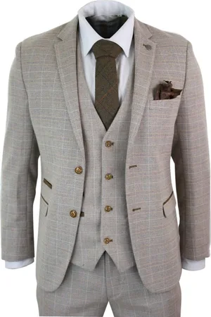 PAUL ANDREW 3-teiliger Herren-Anzug im Vintage-Retro-Stil mit Tweed-Karomuster in