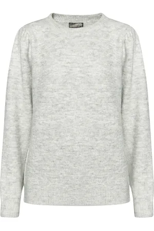 Dreimaster Strickpullover Damen Hellgrau Melange