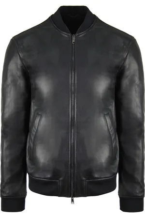 Emporio Armani Emporio Leder Herren Schwarze Bomberjacke