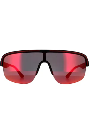 Police Semi Rimless Mens Matte Dark Grey Multilayer Red Sonnenbrille