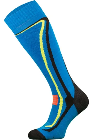 COMODO Unisex Chaussettes Ski avec Laine Merinos Hautes Longues Genou - Bleu
