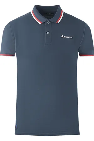 Aquascutum Twin Tipped Kragen Marke Logo Marineblau Polo-Shirt
