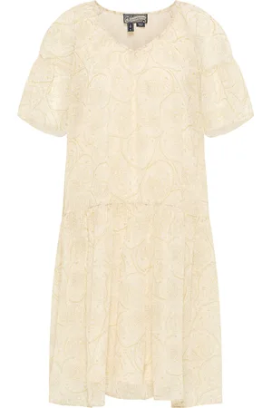 Dreimaster Kleid Damen Wollweiss Mehrfarbig