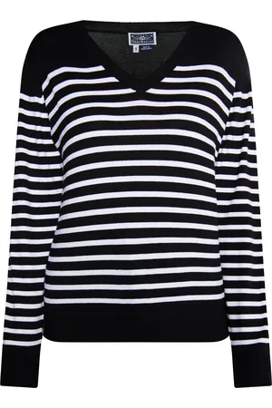 Dreimaster Strickpullover Damen schwarz weiss
