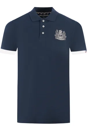 Aquascutum Branded Kragen Marineblau Poloshirt