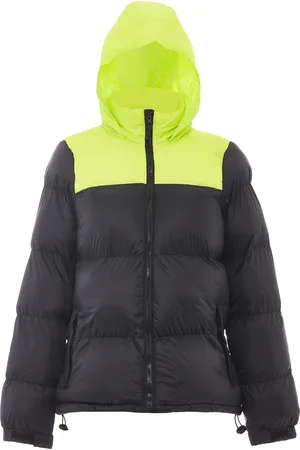 MO Wattierte Steppjacke Damen Schwarz Saure Limette