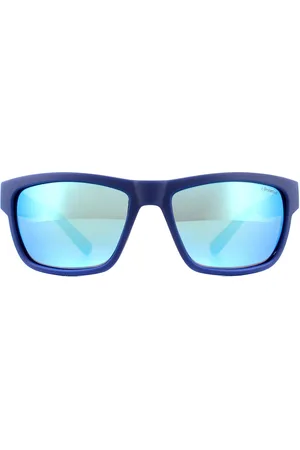 Polaroid Sport Wrap Mens Blue Blue Mirror Polaris Lunettes de soleil