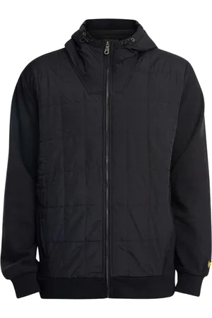 Lyle & Scott Hybrid Quilted Schwarzer Kapuzenpullover mit Reißverschluss