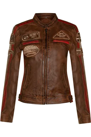 Infinity Damen-Lederjacke mit Biker-Rennabzeichen-Agadir