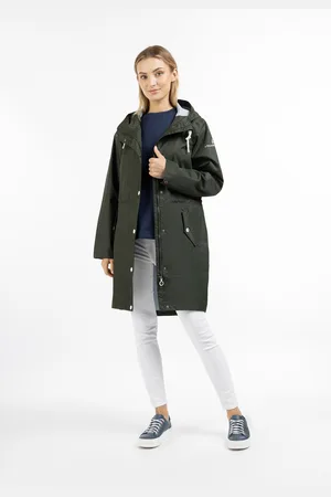 Dreimaster Regenjacke mit Innenprint Damen Dunkeloliv