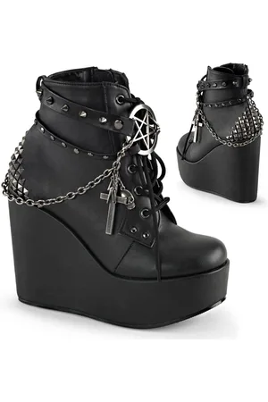 Demonia Poison 101 Schwarze Stiefeletten aus veganem Leder