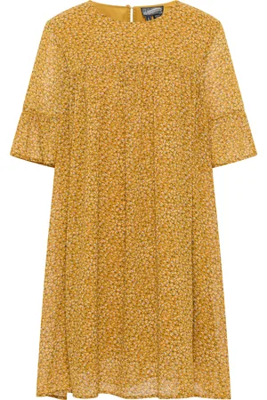 Dreimaster Kleid Damen Dunkelgelb Mehrfarbig