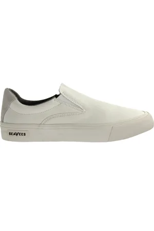 Seavees Hawhrone Slip auf Standard -Bleichpopel -Poplin von weißen Herrenschuhen