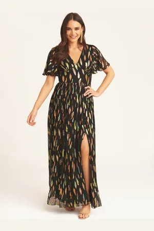 Gini London Multi-Jacquard-Maxikleid mit Engelsärmeln