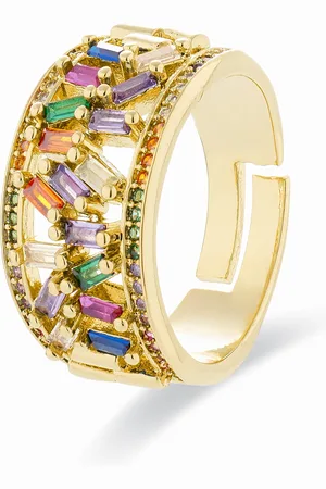 Luxenter Ring mit Multicolour Zirkonia aus 18K Gelbgold - Fabeu