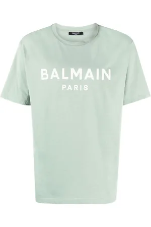 Balmain Paris Print Logo T-Shirt in Aquagrün
