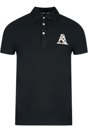 Aquascutum Check A Logo Schwarzes Poloshirt